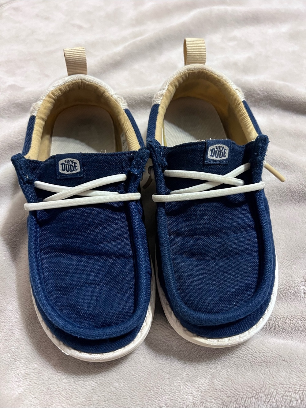Hey Dude Kids' Wally Craft Linen Navy Slip-On Casual Shoes C13